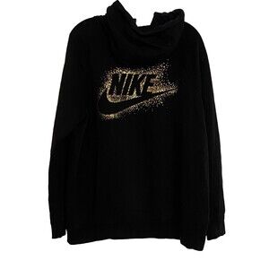 Nike Hoodie Sweatshirt/Sweat Jacket~Womens 1X Black/Gold Zip-up Drip/Swag
